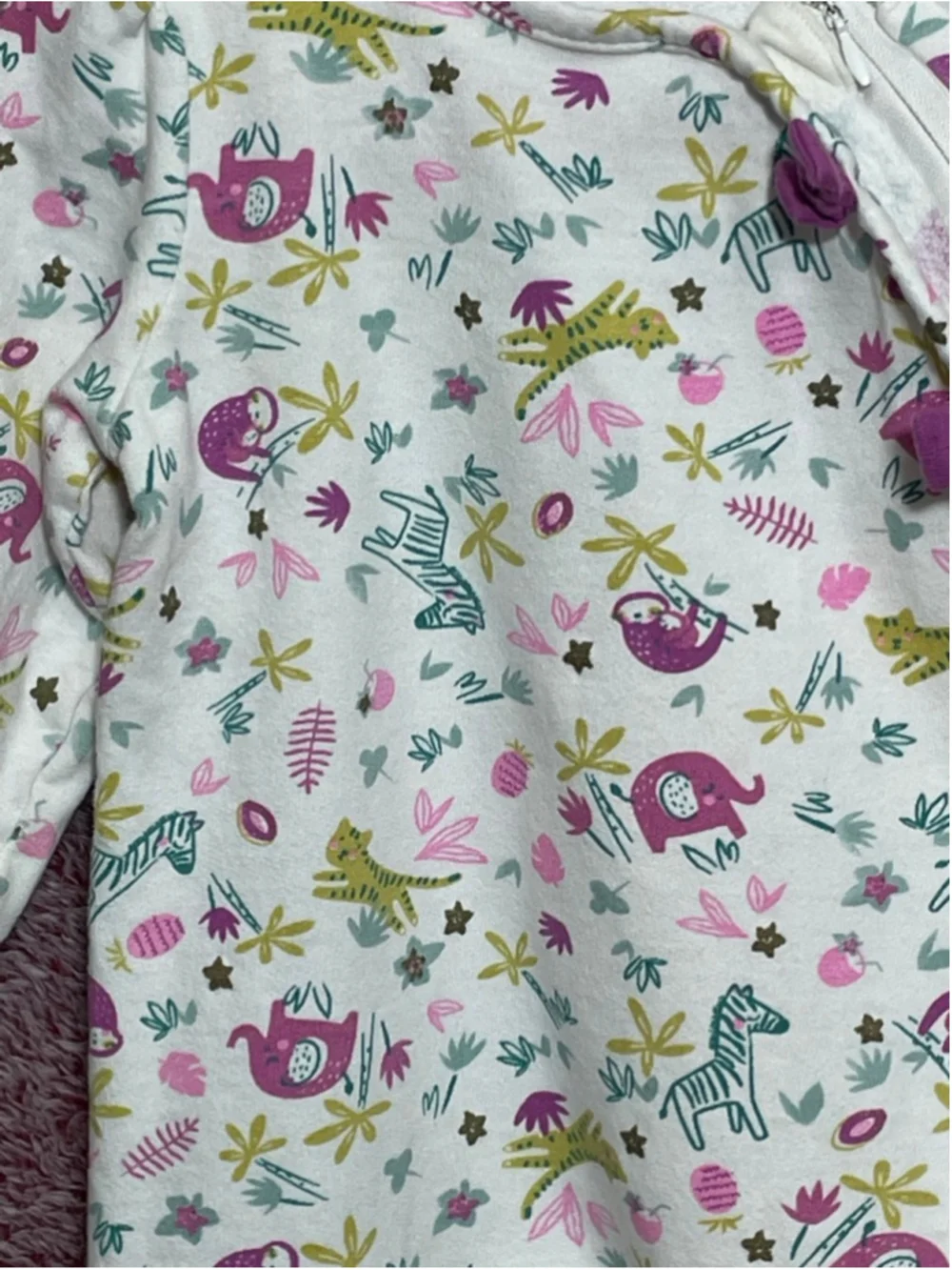 Du Pareil Au Meme Footies sleeper Girls 9m White Pink Animal Print